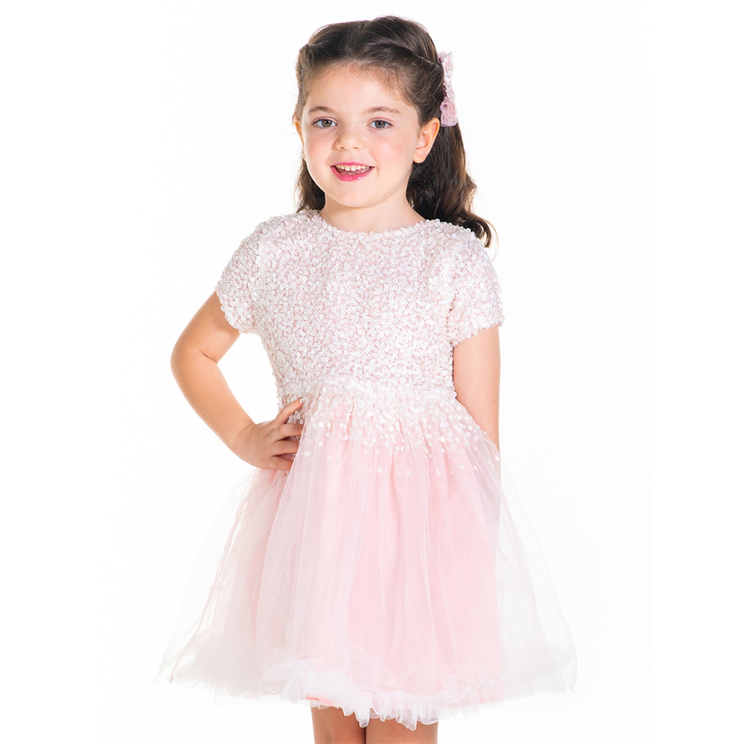 Cherry Crumble Pink Sequined Snug Graceful Dress
