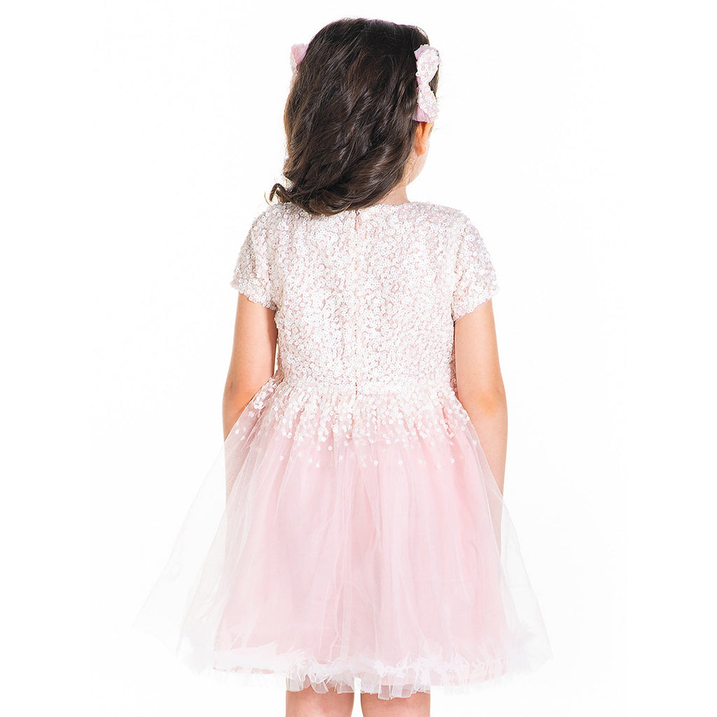 Cherry Crumble Pink Sequined Snug Graceful Dress