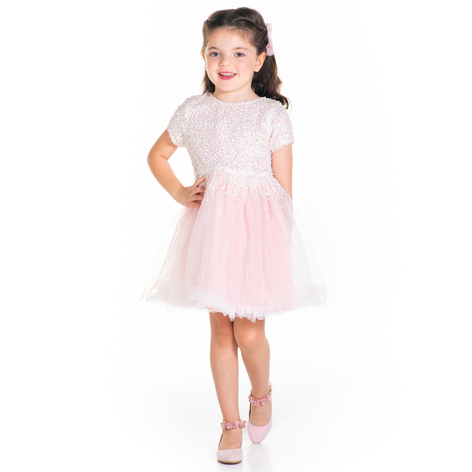 Cherry Crumble Pink Sequined Snug Graceful Dress
