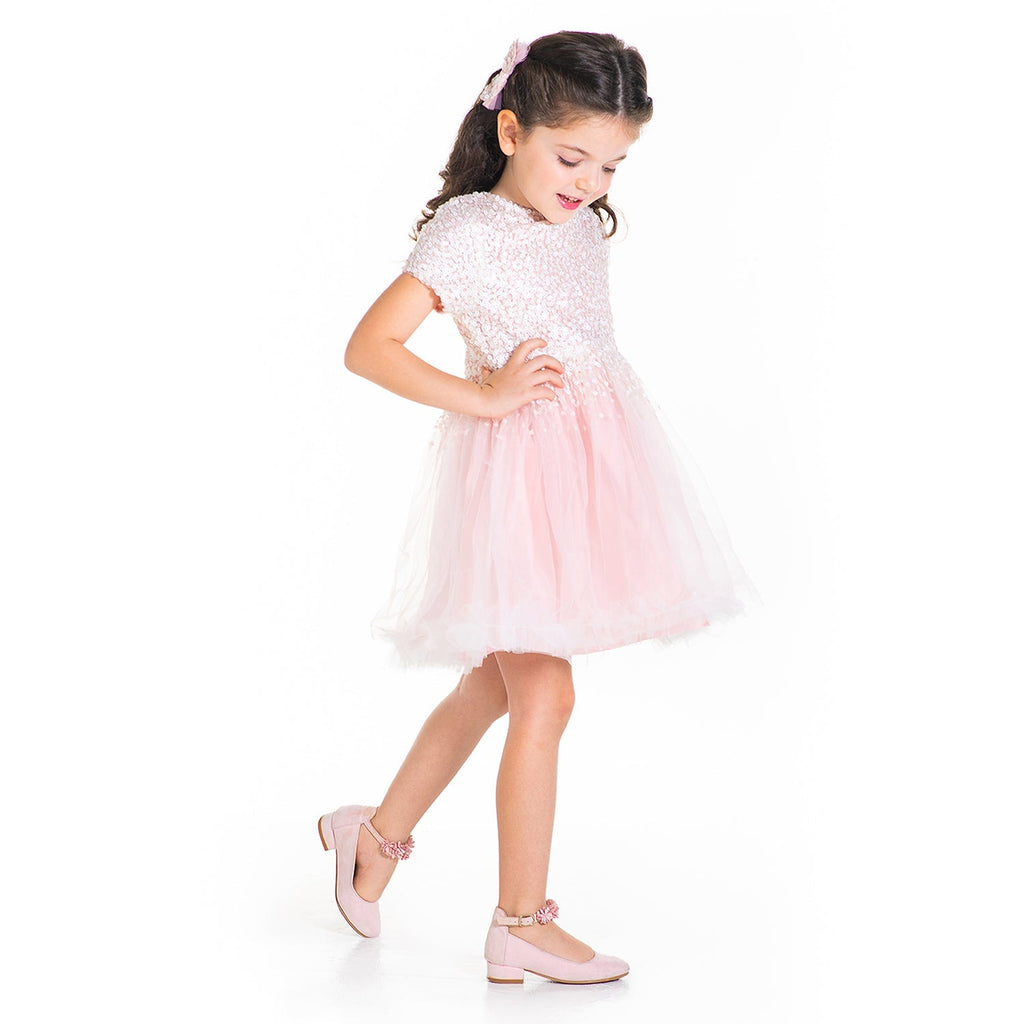 Cherry Crumble Pink Sequined Snug Graceful Dress