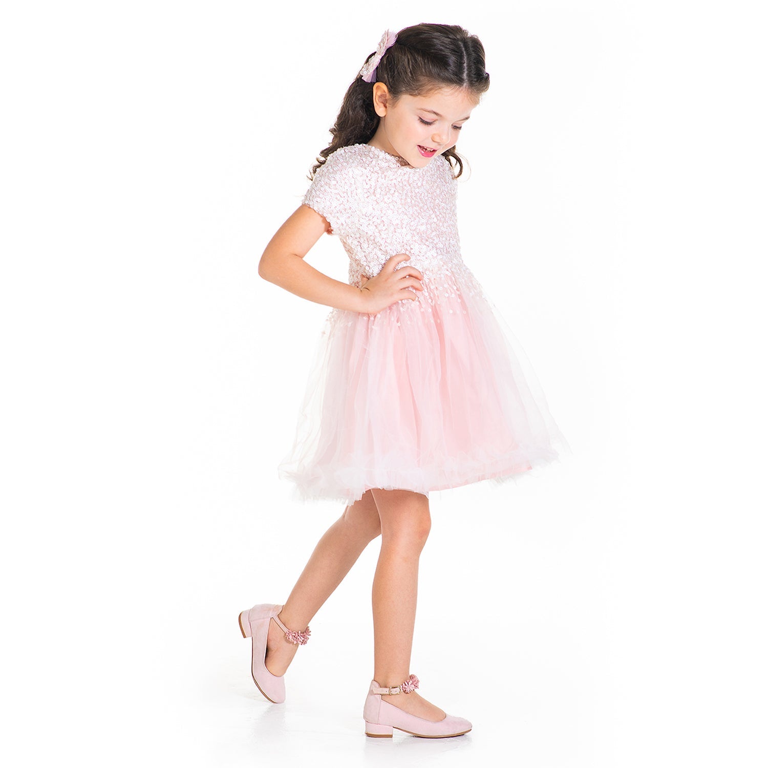 Cherry Crumble Pink Sequined Snug Graceful Dress