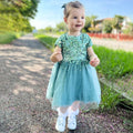 Cherry Crumble Green Sequined Cute Classic Dress