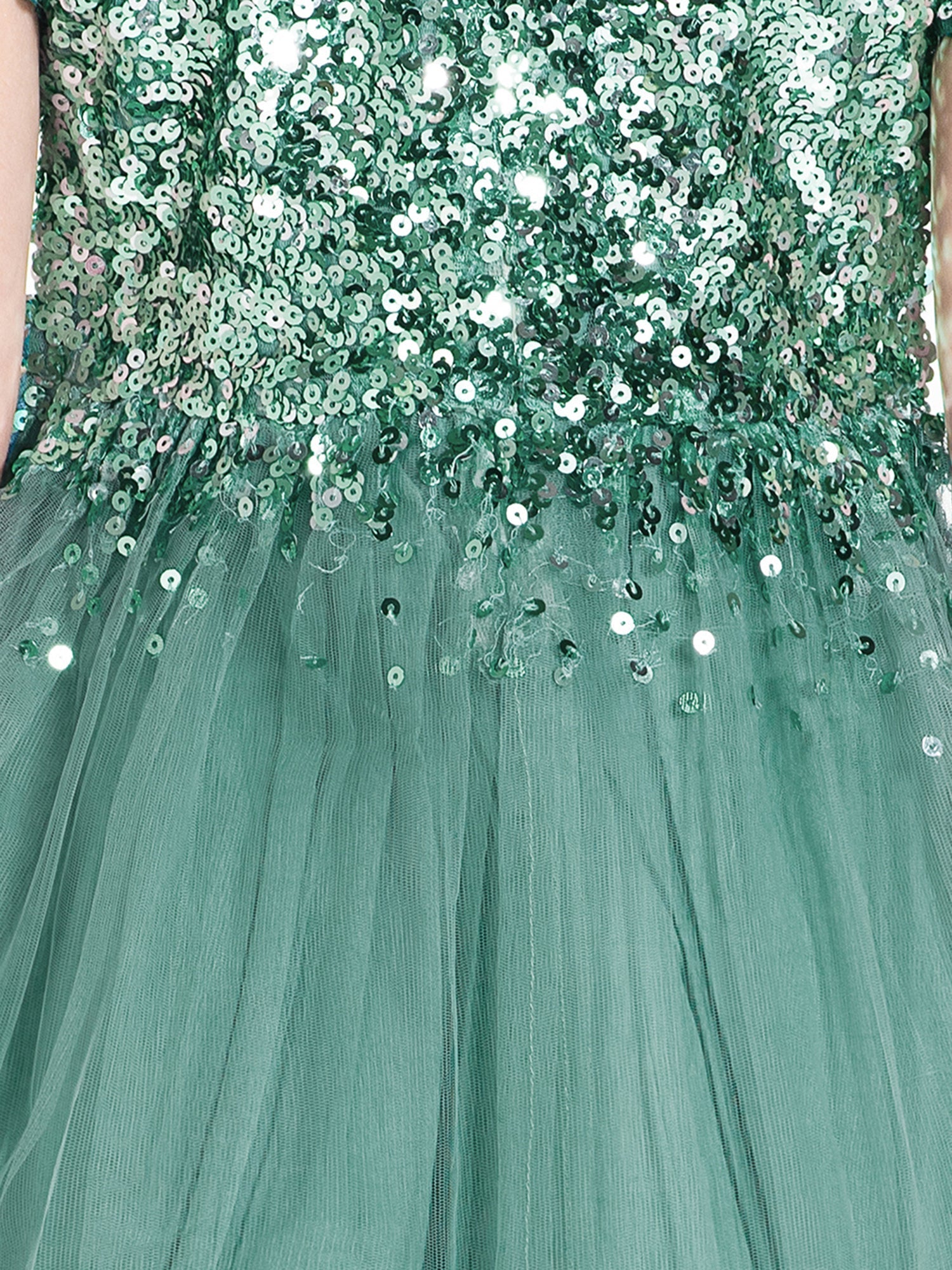 Cherry Crumble Green Sequined Cute Classic Dress
