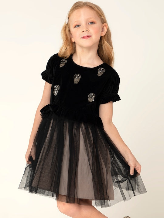 Cherry Crumble Black Charming Smart Dress