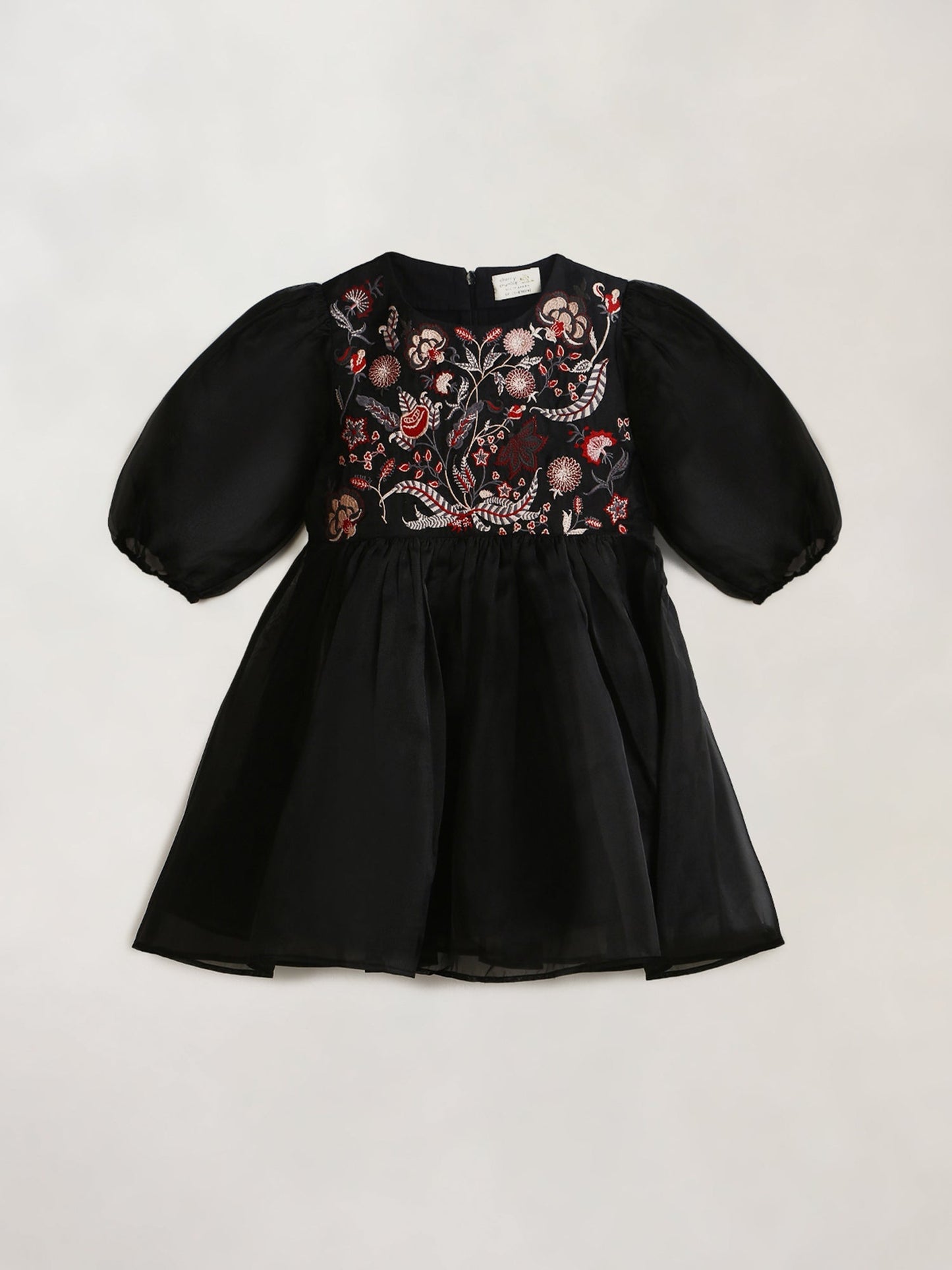 Cherry Crumble Black Embroidered Charming Classic Dress