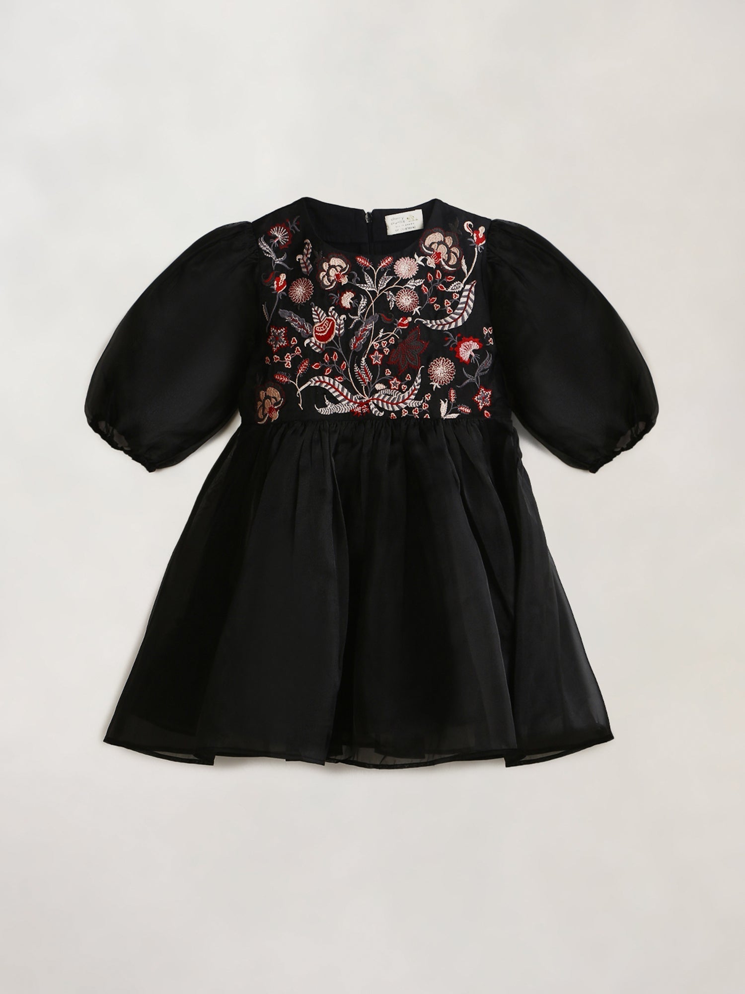 Cherry Crumble Black Embroidered Charming Classic Dress