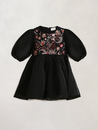 Black Embroidered Charming Classic Dress