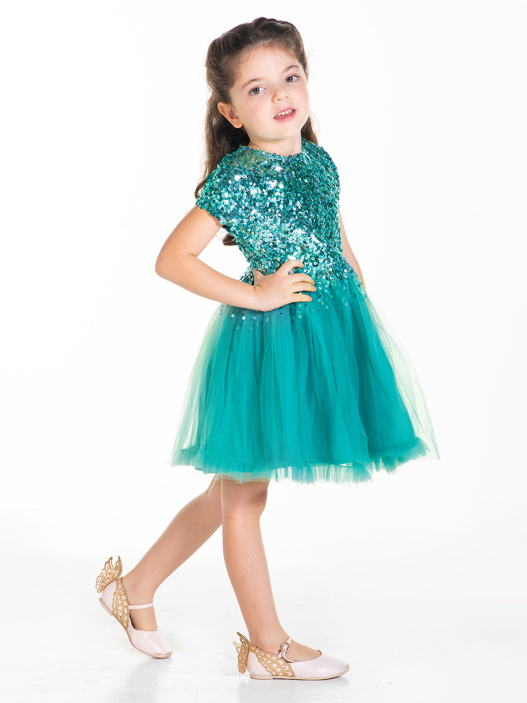 Cherry Crumble Teal Blue Solid Trendy Classic Dress