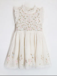 Cream Solid Embroidered Cozy Stylish Winter Dress