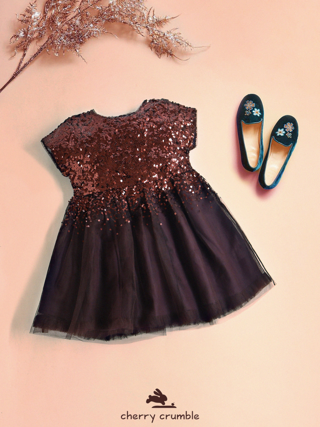 Cherry Crumble Brown Solid Cute Graceful Dress