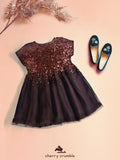 Cherry Crumble Brown Solid Cute Graceful Dress