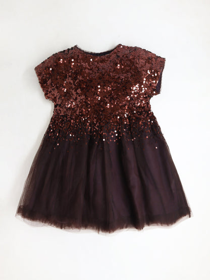 Cherry Crumble Brown Solid Cute Graceful Dress