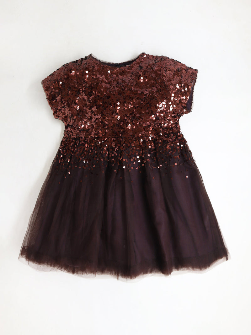 Brown Solid Cute Graceful Dress