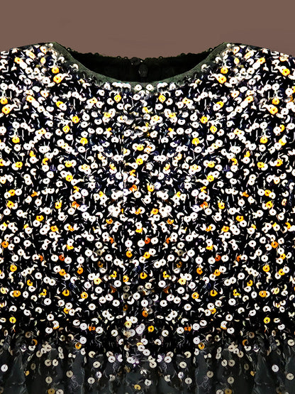 Cherry Crumble Holiday Glow Sparky Black Gleaming Dress