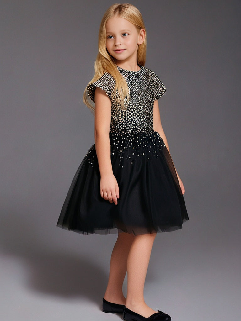 Cherry Crumble Holiday Glow Sparky Black Gleaming Dress