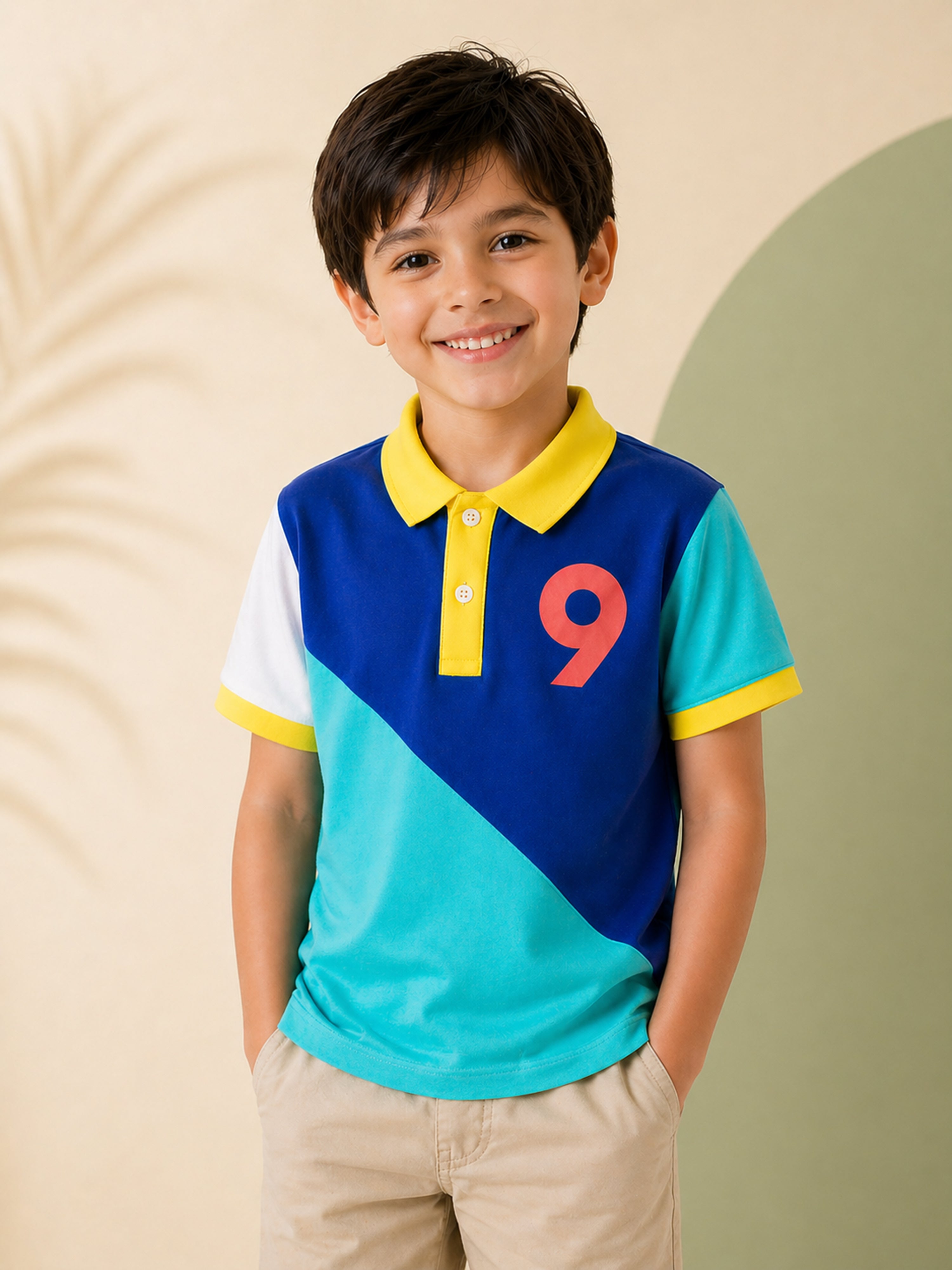 Multicolor Color Block Polo T-Shirt