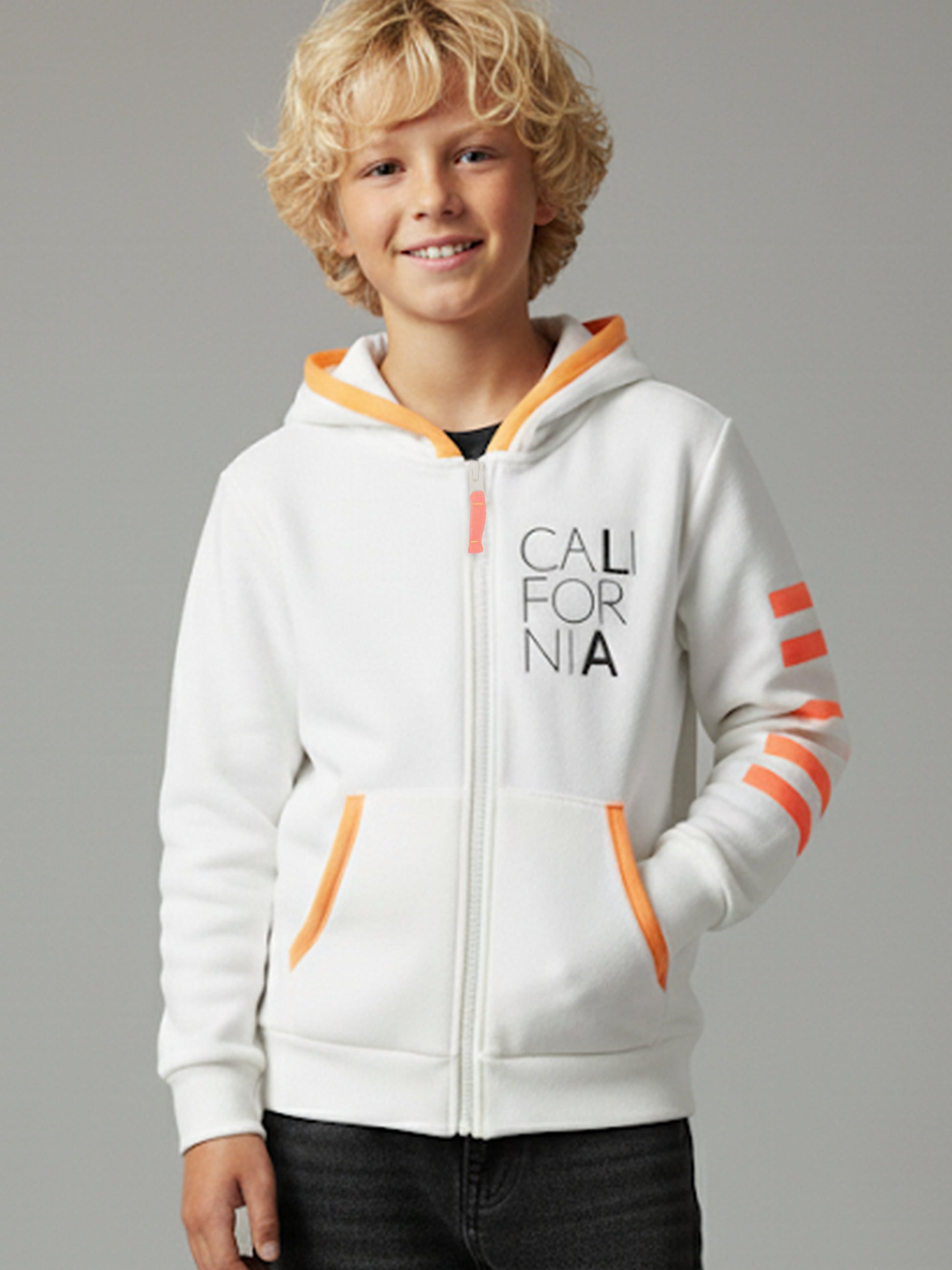 Cherry Crumble snowflake white graphic zip-up hoodie for kids