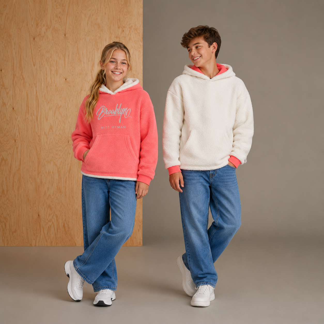 Coral Pink Reversible Graphic Print Unisex Hoodie