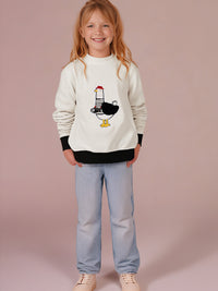A Sweatshirt For Those Who Like A Pinch Of Quirk In Their Wardrobe!This Snug Sweatshirt Comes With An Elegant Crew Neckline, Contrasting Ribbed Hems & An Embroidered Tourist Chicken.