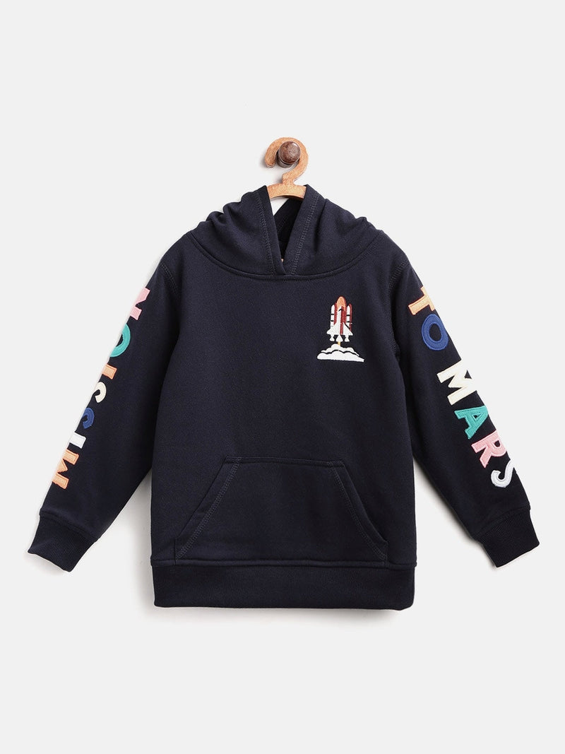 For Little Space Enthusiasts Is This Unique Space Hoodie. Its Colorful Ribs, Cosy Fit, Playful Applique And Kangaroo Pockets Makes It Ideal For Hanging Out With Friends Or To Go Around The Town.