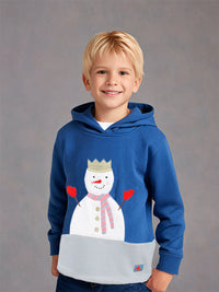 Make Most Of Your Winter Vacations Spending Fun Time With Your Pals, Making Snowman Dressed Cozily In Our Cut And Sew Design Hoodied Sweatshirt.