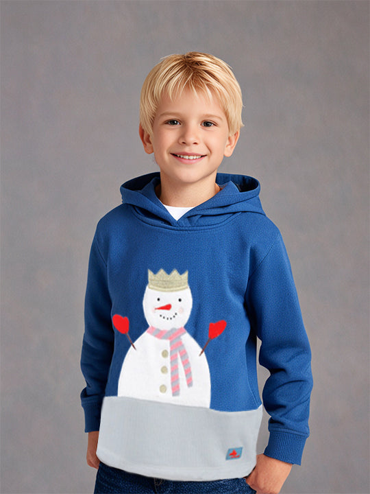 Make Most Of Your Winter Vacations Spending Fun Time With Your Pals, Making Snowman Dressed Cozily In Our Cut And Sew Design Hoodied Sweatshirt.