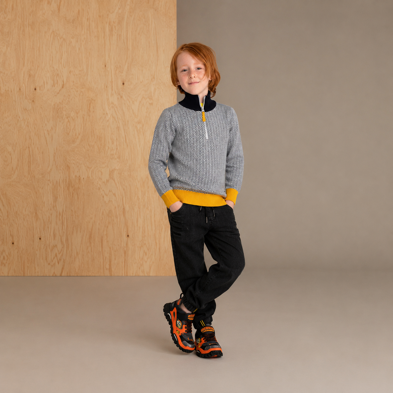 Grey Solid Snug Graceful Sweater