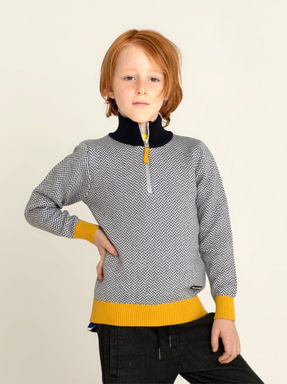 Cherry Crumble Grey Solid Snug Graceful Sweater