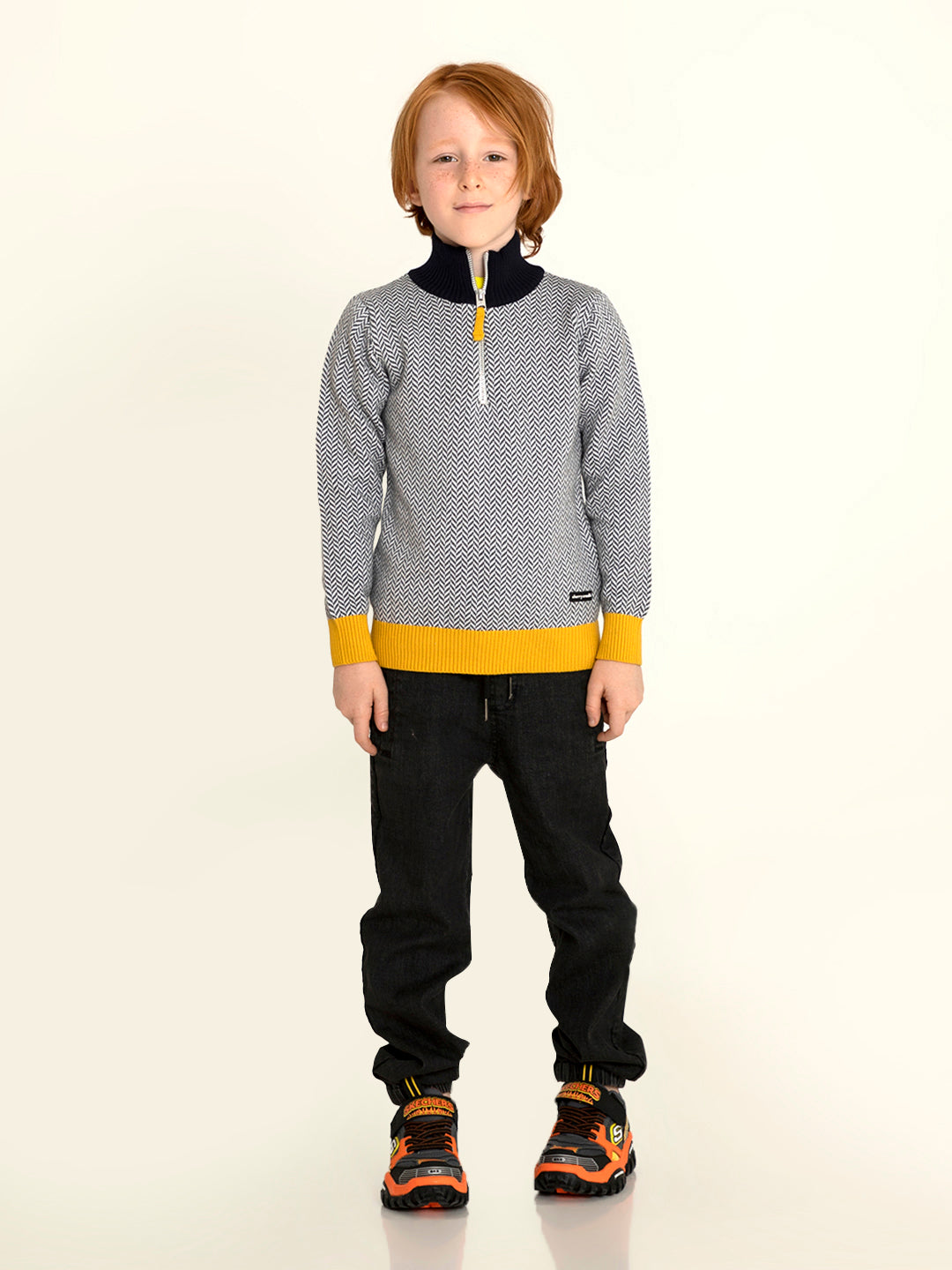 Cherry Crumble Grey Solid Snug Graceful Sweater