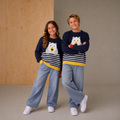 Navy Blue Animal Intarsia Unisex Sweater