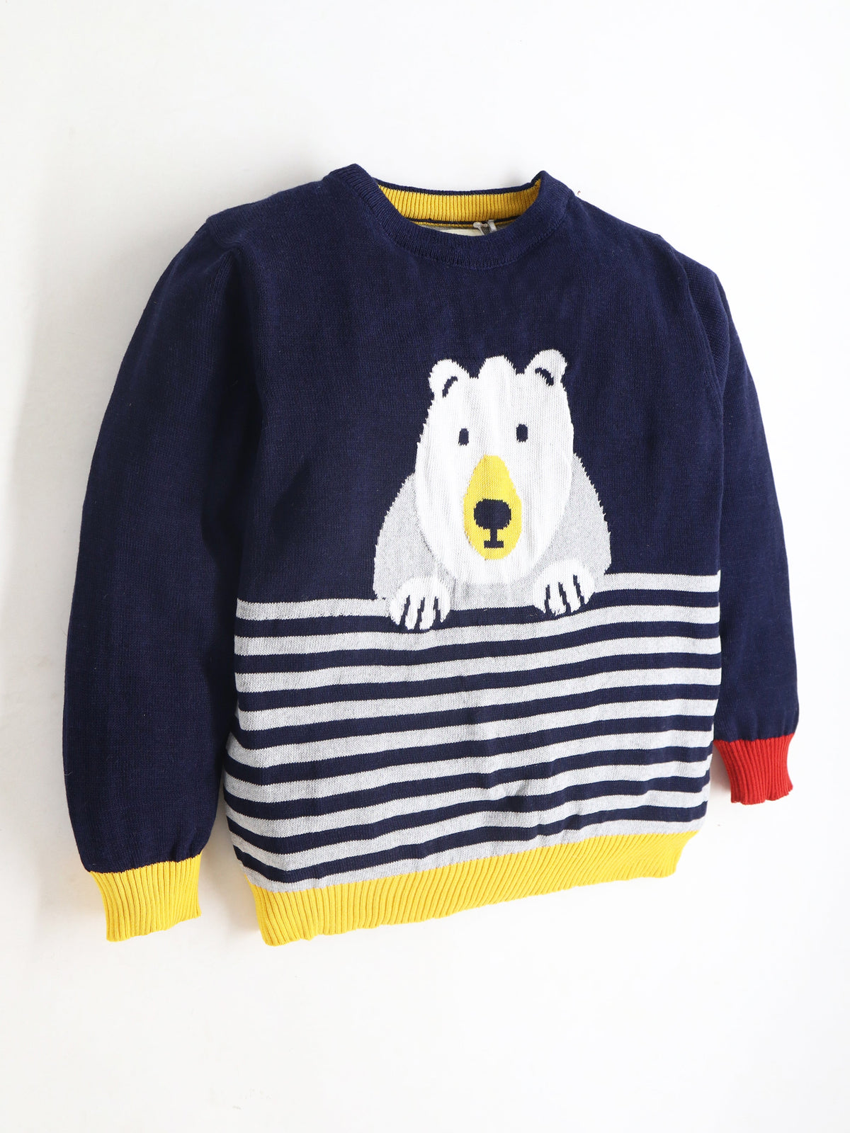 Cherry Crumble Navy Blue Striped Charming Graceful Winter Sweater