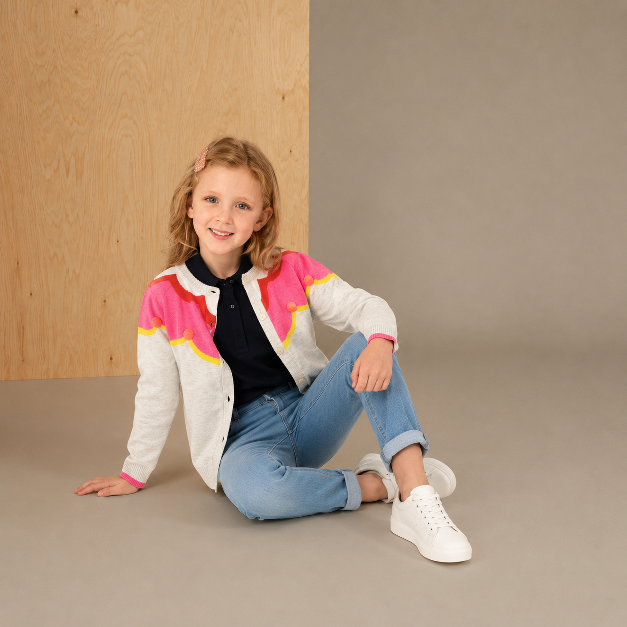 Multicolor Embroidered Intarsia Adorable Winter Sweater