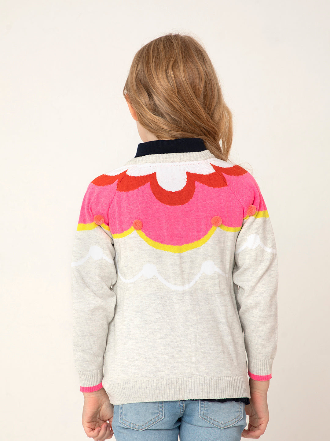 Cherry Crumble Multicolor Embroidered Intarsia Adorable Winter Sweater