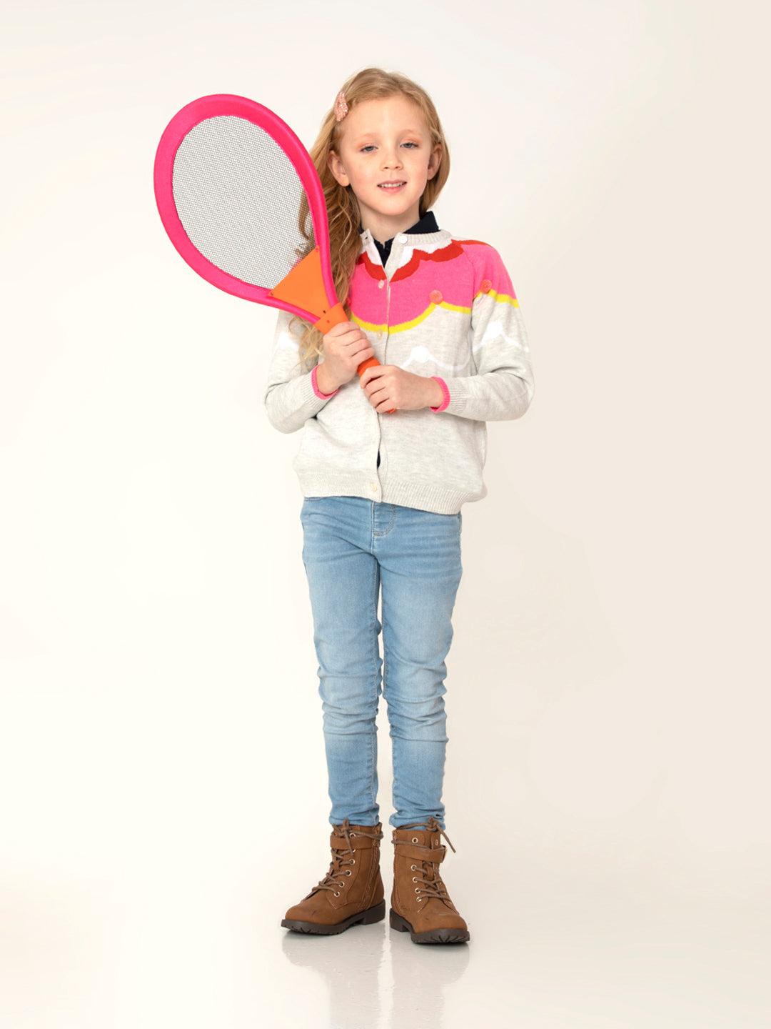 Cherry Crumble Multicolor Embroidered Intarsia Adorable Winter Sweater