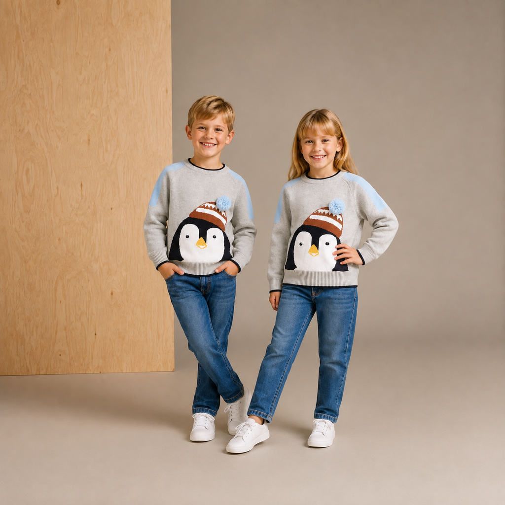 Pom-Pom Grey Fun Stitch Sweater