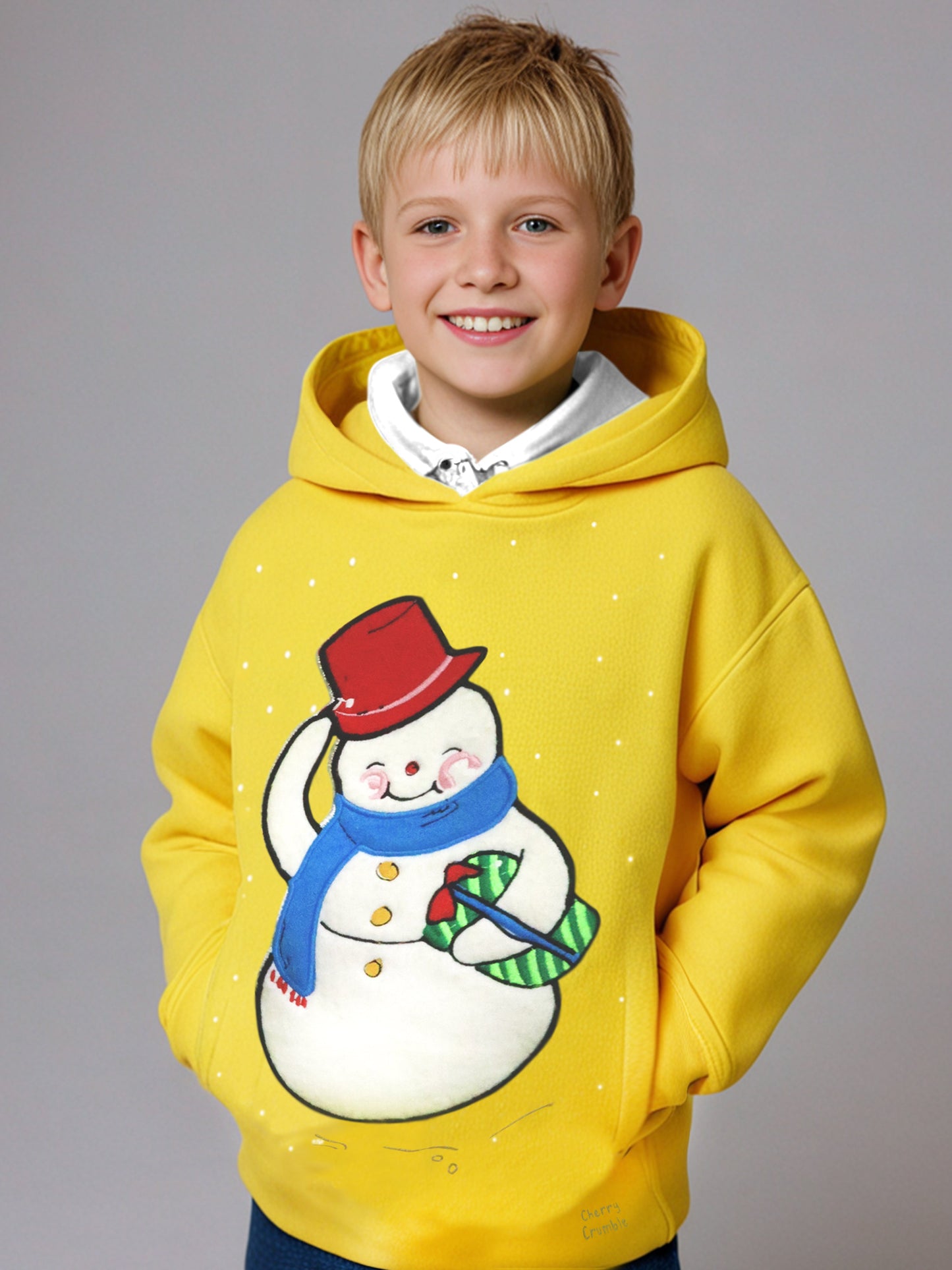 Cherry Crumble Yellow Solid Hooded Applique & Embroidered Unisex Sweatshirt