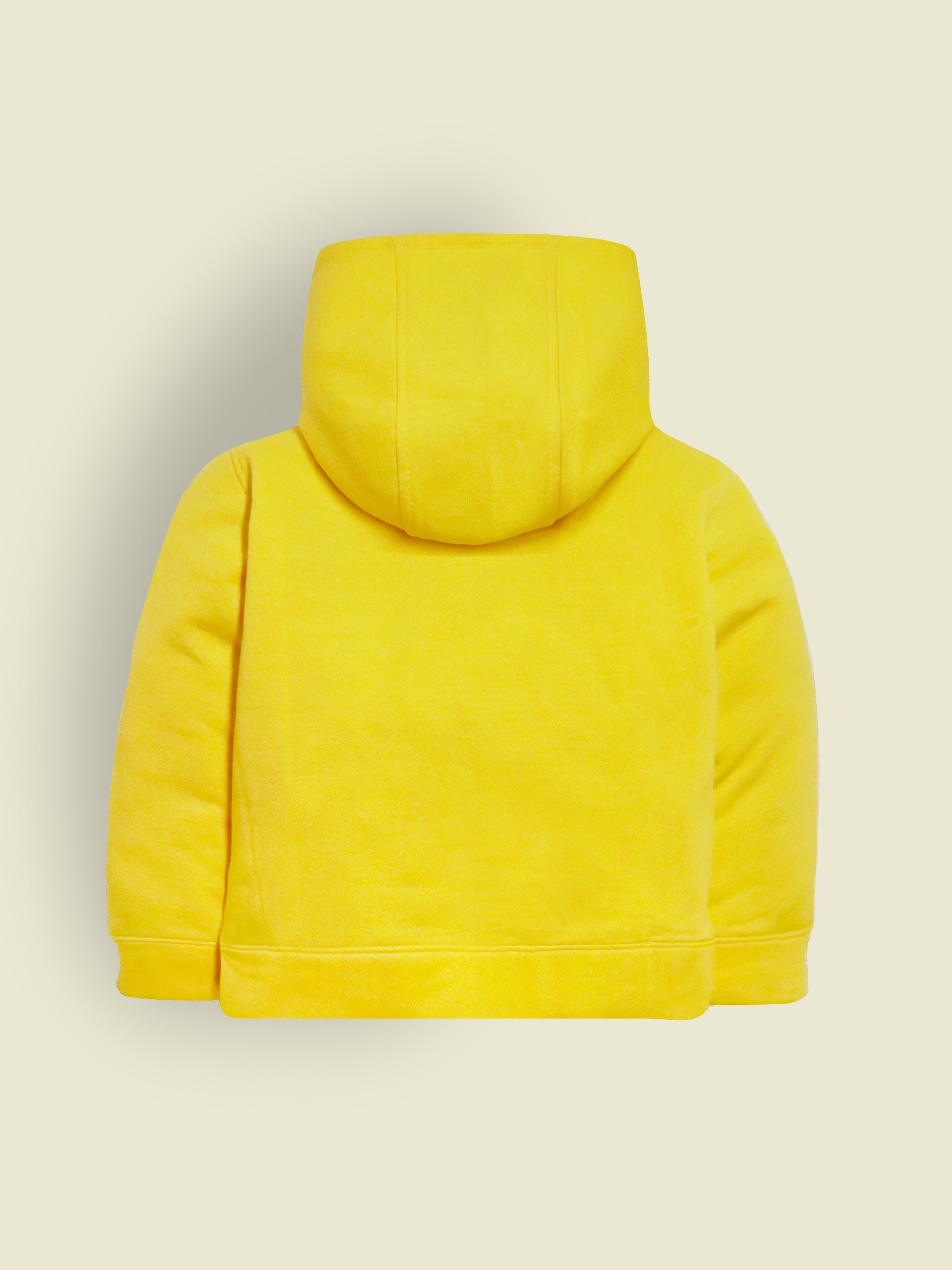 Cherry Crumble Yellow Solid Hooded Applique & Embroidered Unisex Sweatshirt