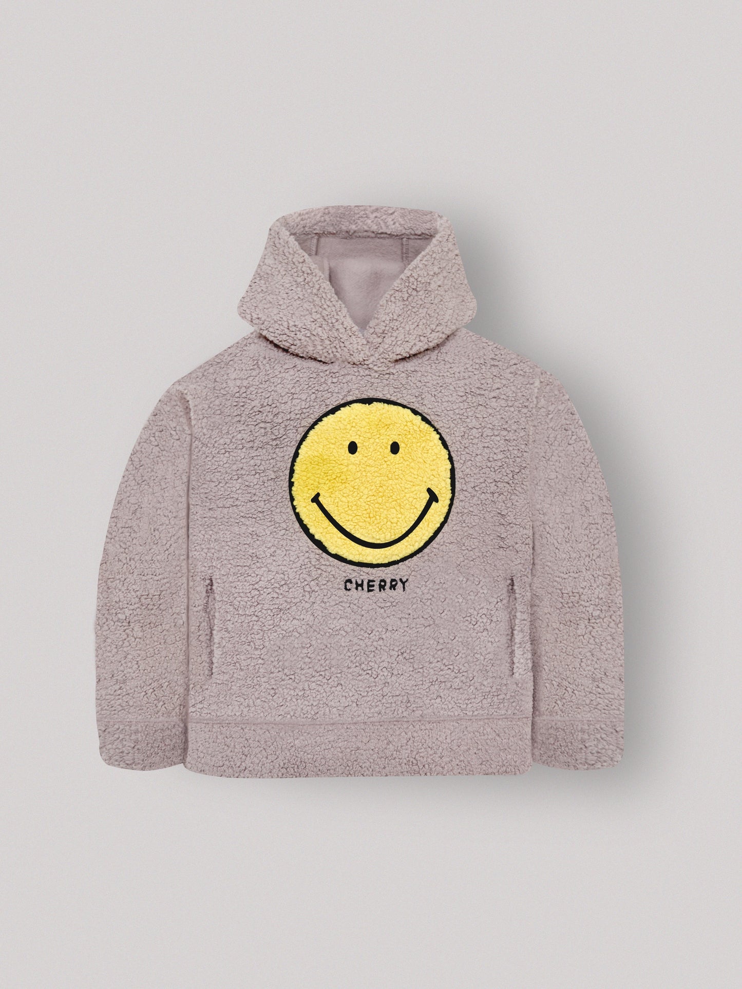 Cherry Crumble Beige Solid Applique Snug Stylish Hoodie