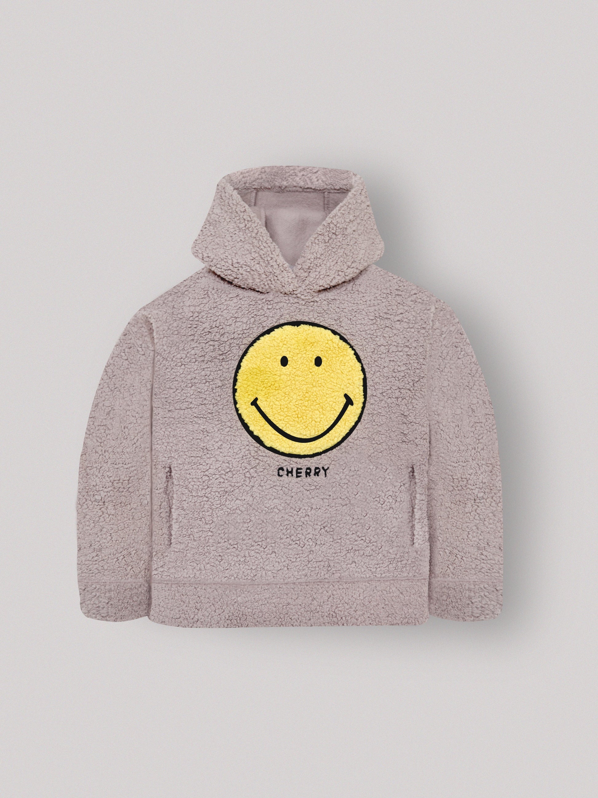 Cherry Crumble Beige Solid Applique Snug Stylish Hoodie