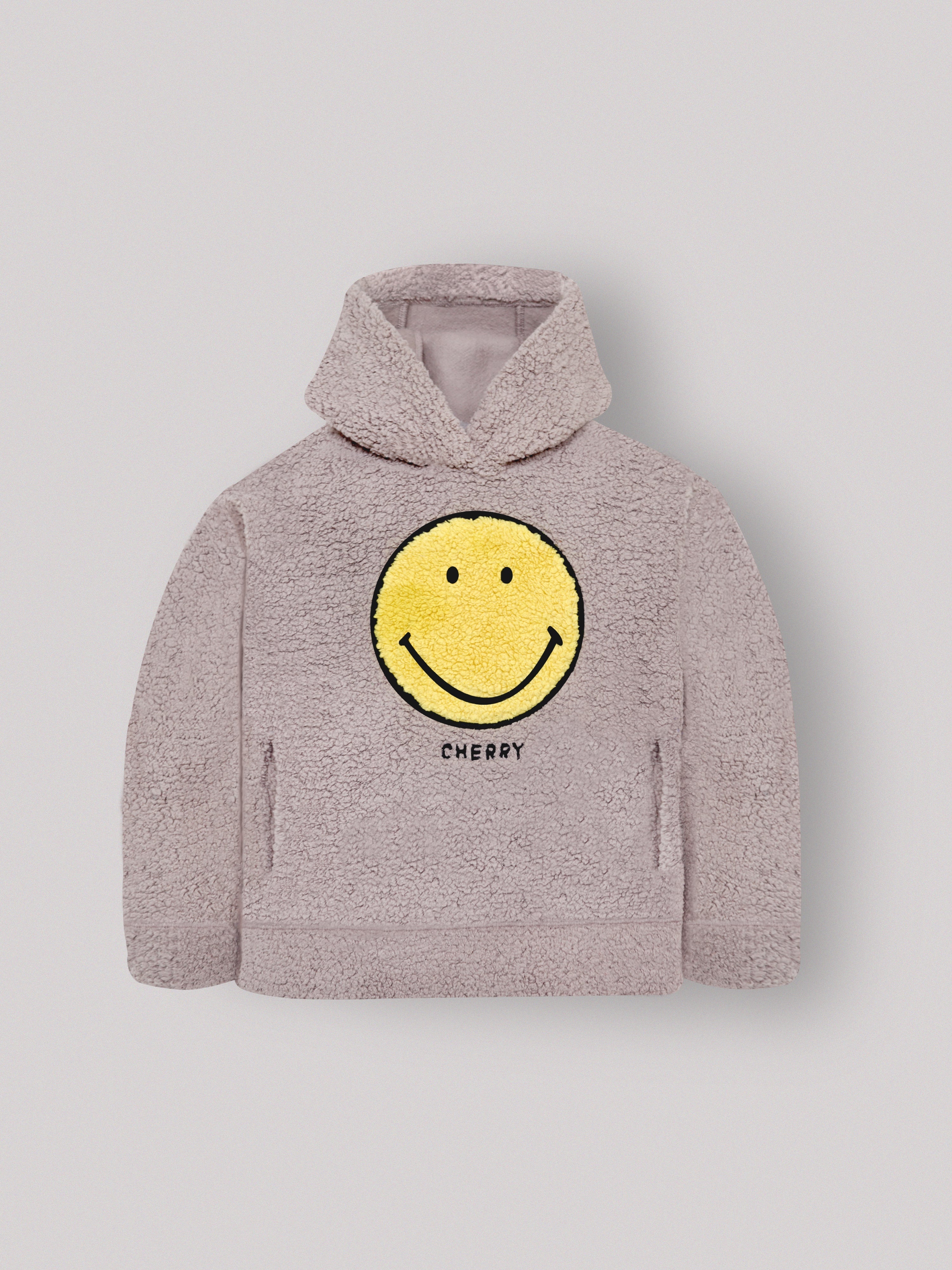 Cherry Crumble Beige Solid Applique Snug Stylish Hoodie