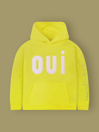 Hop around the playground in this yellow sweatshirt with your friends to have fun. With applique, the sweatshirt offers a more radiant look with the hood, cuffed full sleeves, and kangaroo pockets.