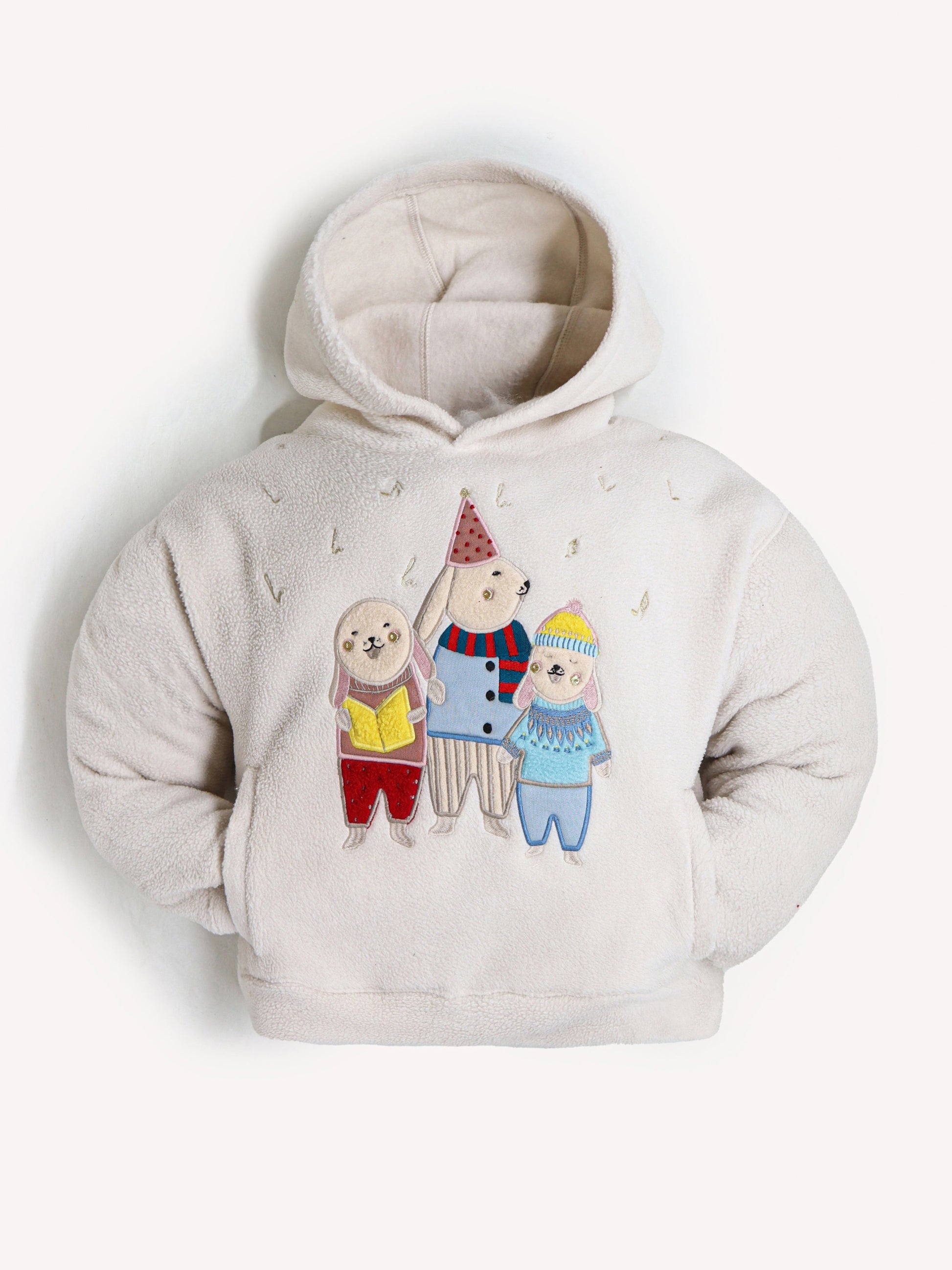 Cherry Crumble Cream Solid Applique Embroidered Cute Classic Winter Sweatshirt