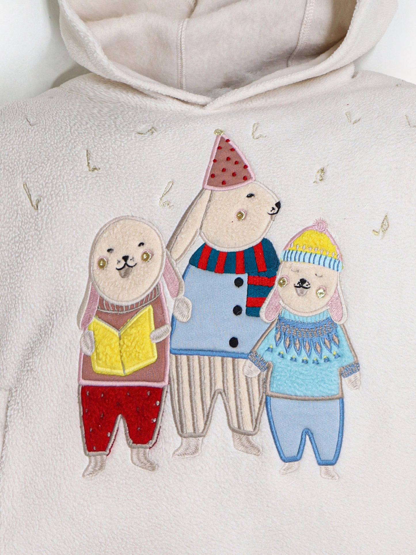 Cherry Crumble Cream Solid Applique Embroidered Cute Classic Winter Sweatshirt