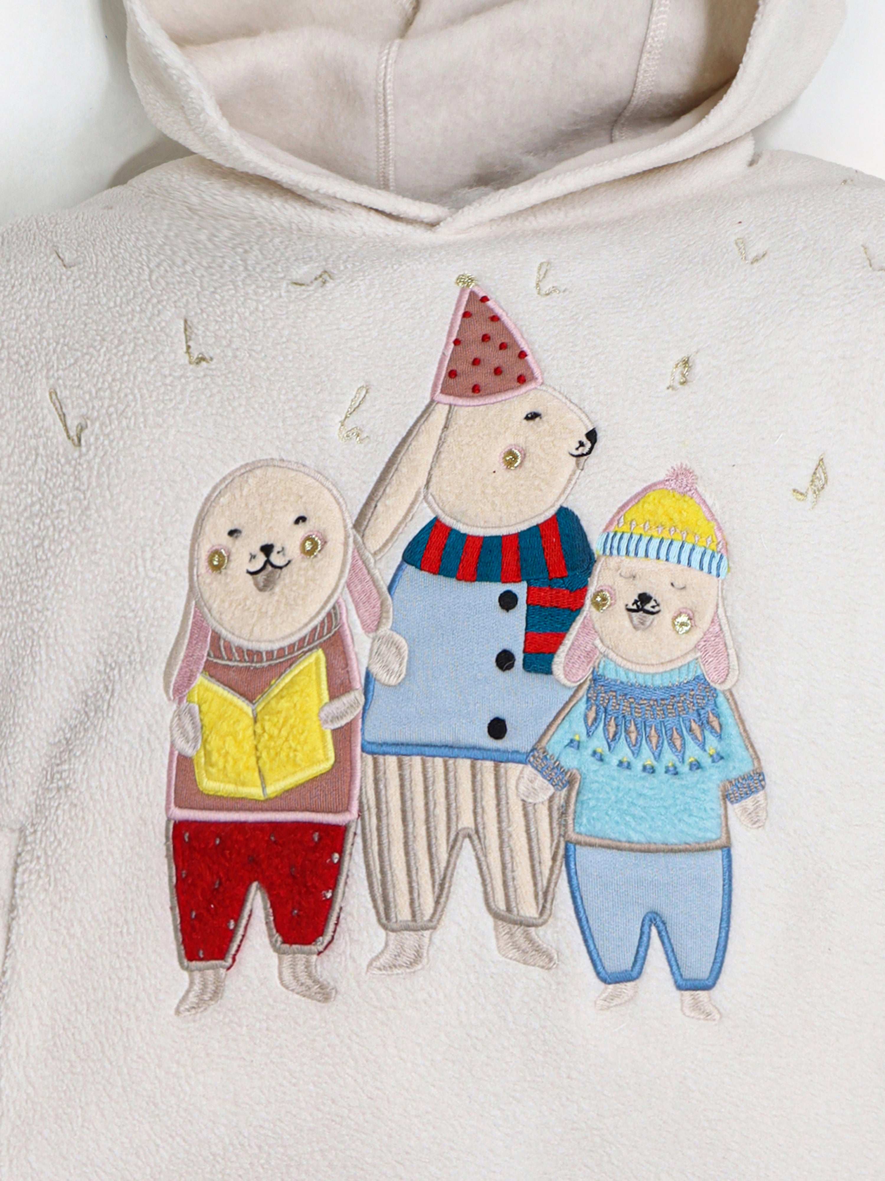 Cherry Crumble Cream Solid Applique Embroidered Cute Classic Winter Sweatshirt