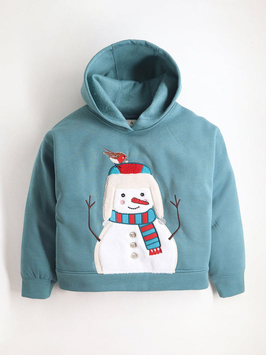 Cherry Crumble Teal Solid Applique Lovely Graceful Sweatshirt