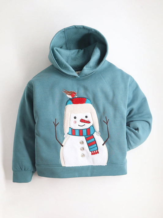 Cherry Crumble Teal Solid Applique Lovely Graceful Sweatshirt