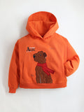 Cherry Crumble Orange Printed Applique Sweet Elegant Winter Sweatshirt