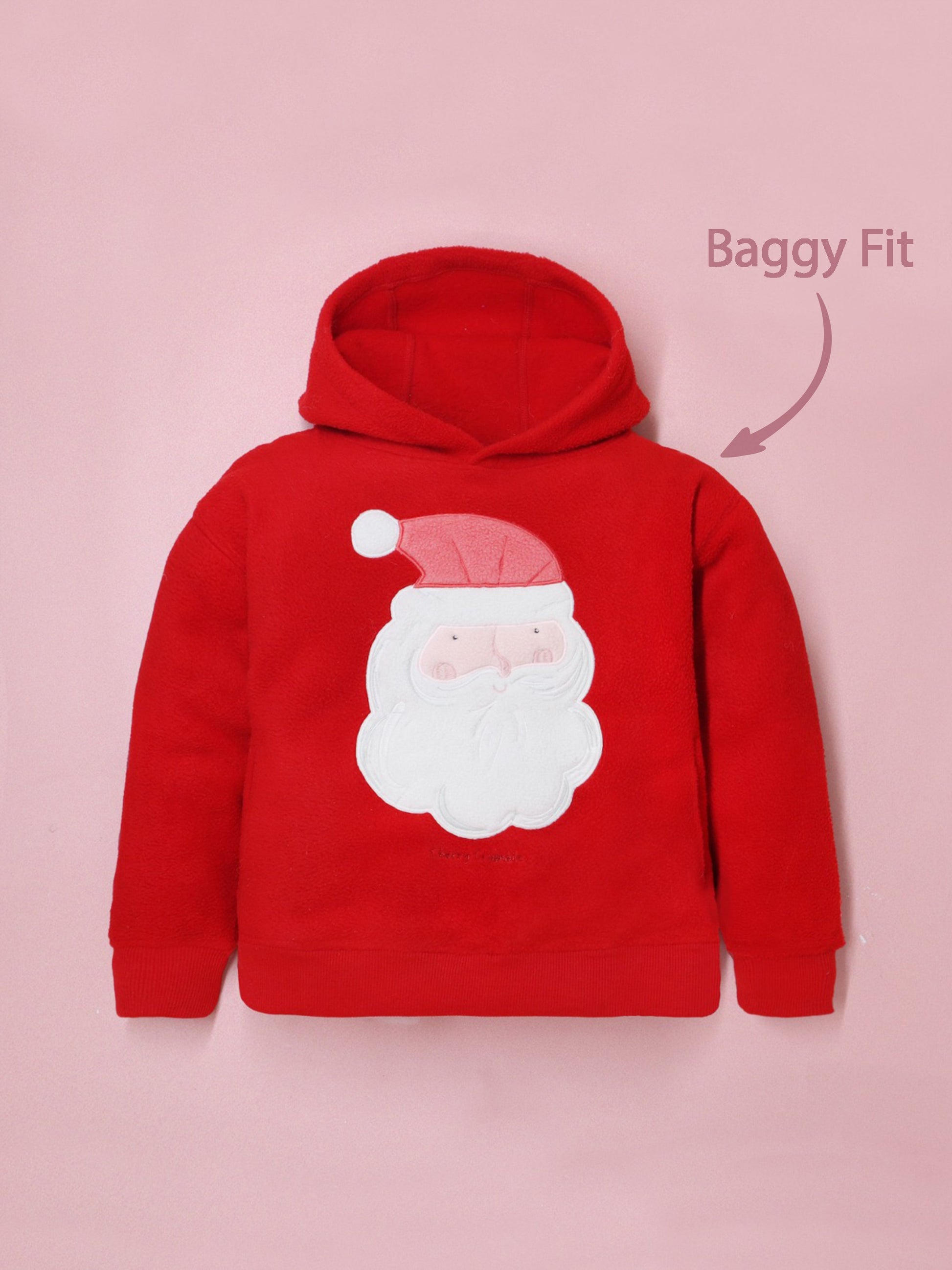 Cherry Crumble Red Solid Applique Embroidered Snug Classic Hoodie