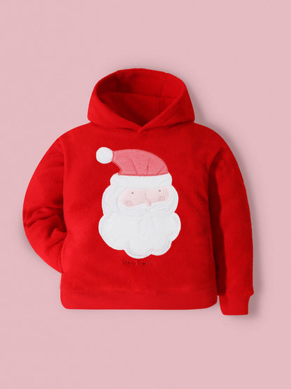 Cherry Crumble Red Solid Applique Embroidered Snug Classic Hoodie