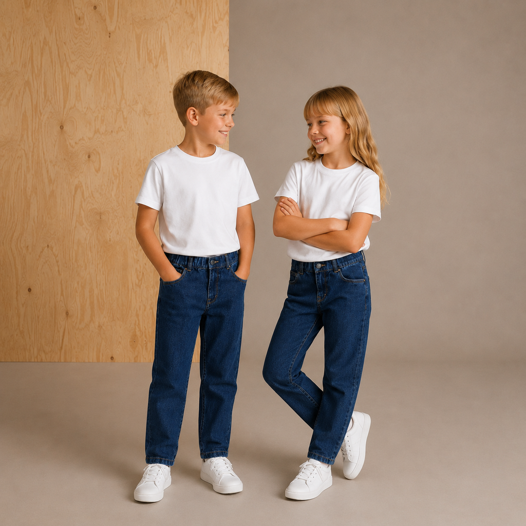 Marineblaue, luftig-trendige Jeans